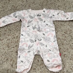 Magnetic Me Pink and Gray Elephant Print Footed One-Piece